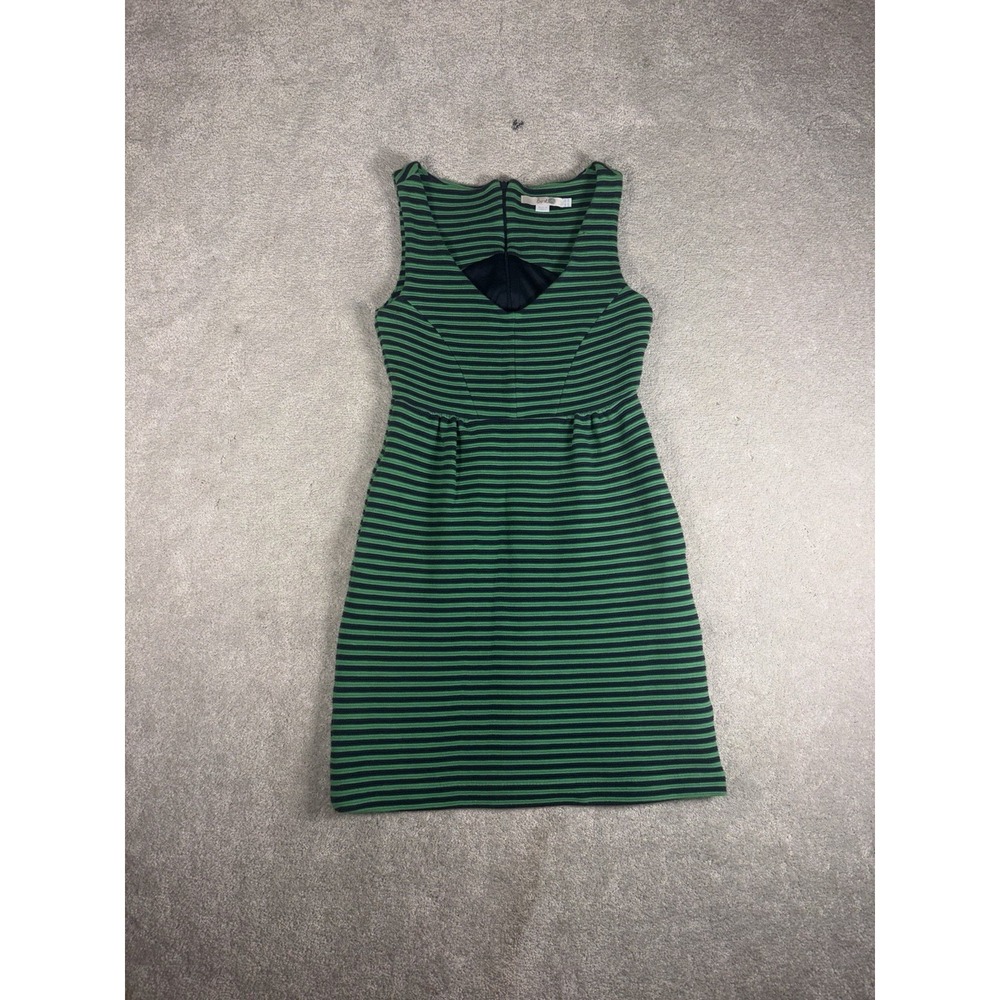 Boden green and navy striped sleeveless mini dress size 2 Pockets